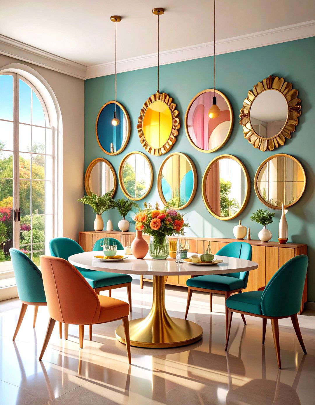 Clustered Mirror Gallery Wall - 20 Dining Room Mirror Ideas