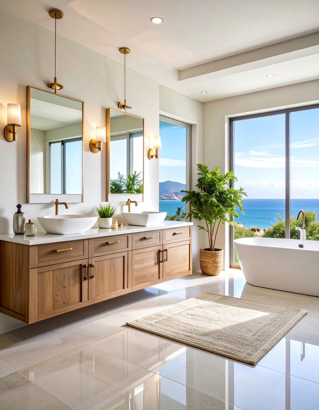 Coastal Bathroom Mixed Metal Finishes - 20 Coastal Bathroom Ideas