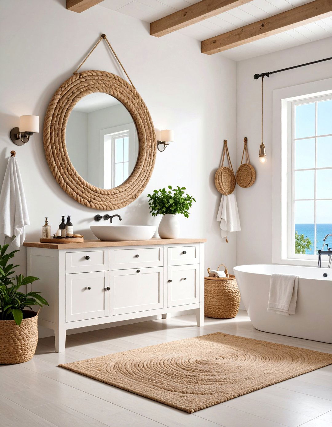 Coastal Bathroom Nautical Mirror Styles - 20 Coastal Bathroom Ideas