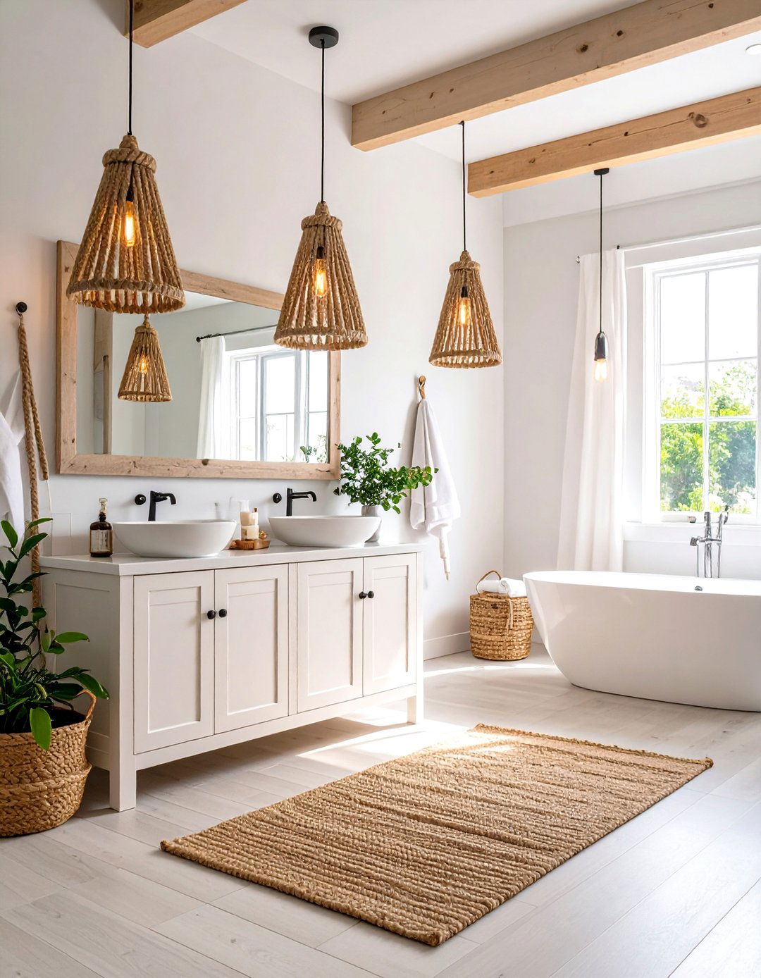 Coastal Bathroom Rope Light Fixtures - 20 Coastal Bathroom Ideas