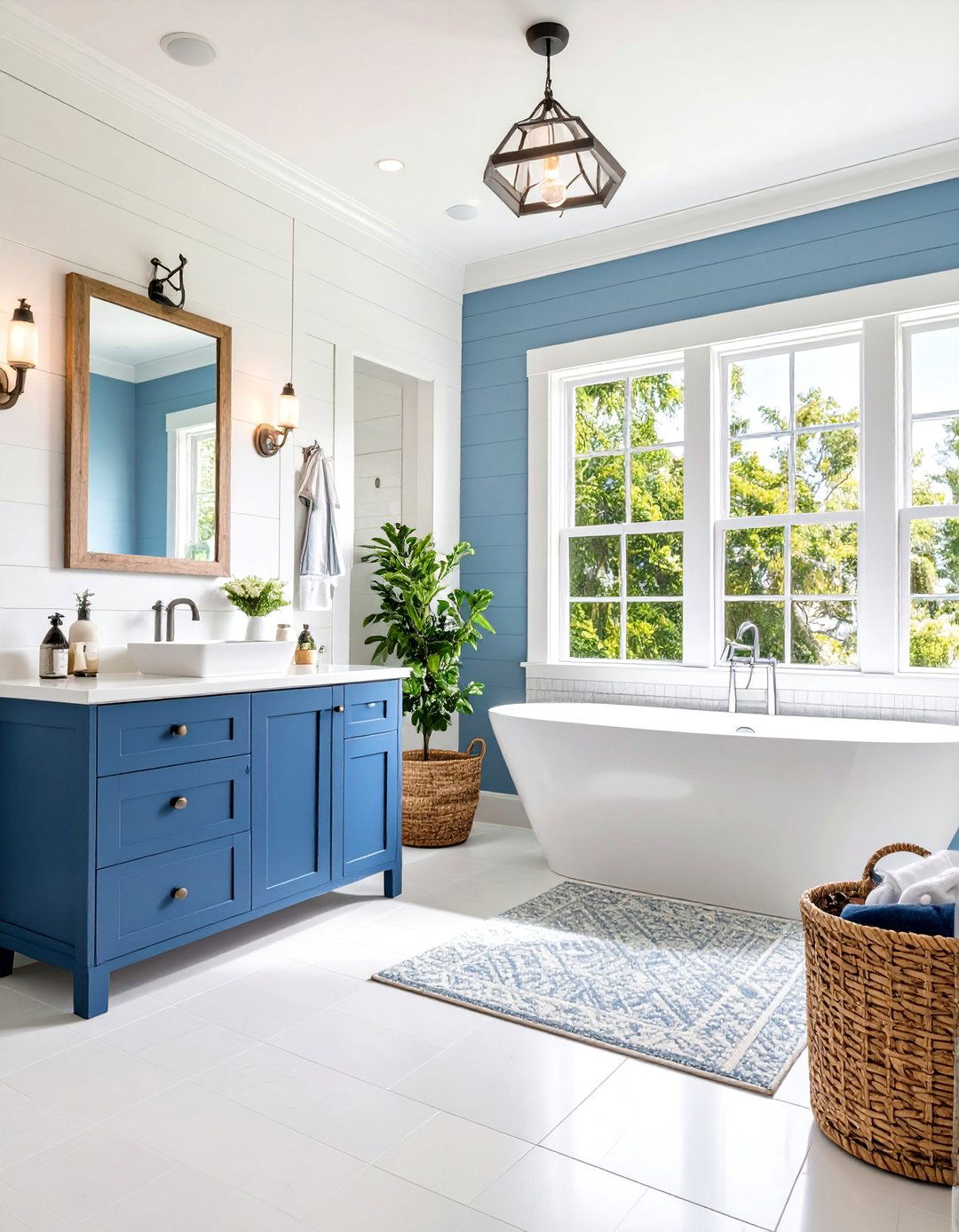 Coastal Bathroom Shiplap Wall Treatment - 20 Coastal Bathroom Ideas