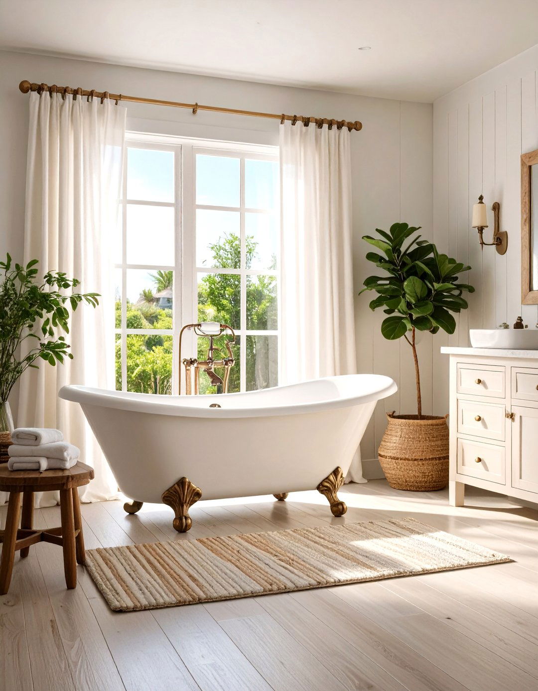 Coastal Bathroom Vintage Clawfoot Tub - 20 Coastal Bathroom Ideas
