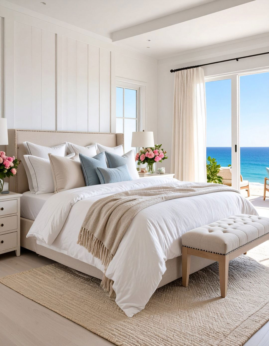 Coastal Bedroom Bedding with Natural Fiber Fabrics - 20 Coastal Bedroom Ideas