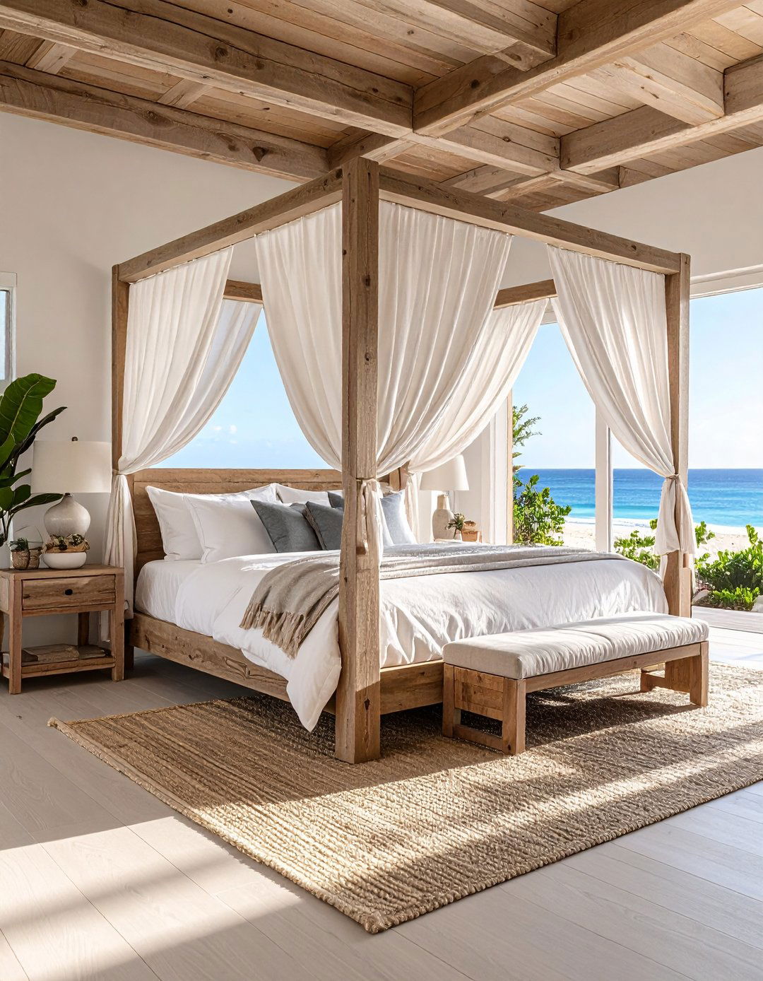 Coastal Bedroom Canopy Beds with Flowing Fabrics - 20 Coastal Bedroom Ideas