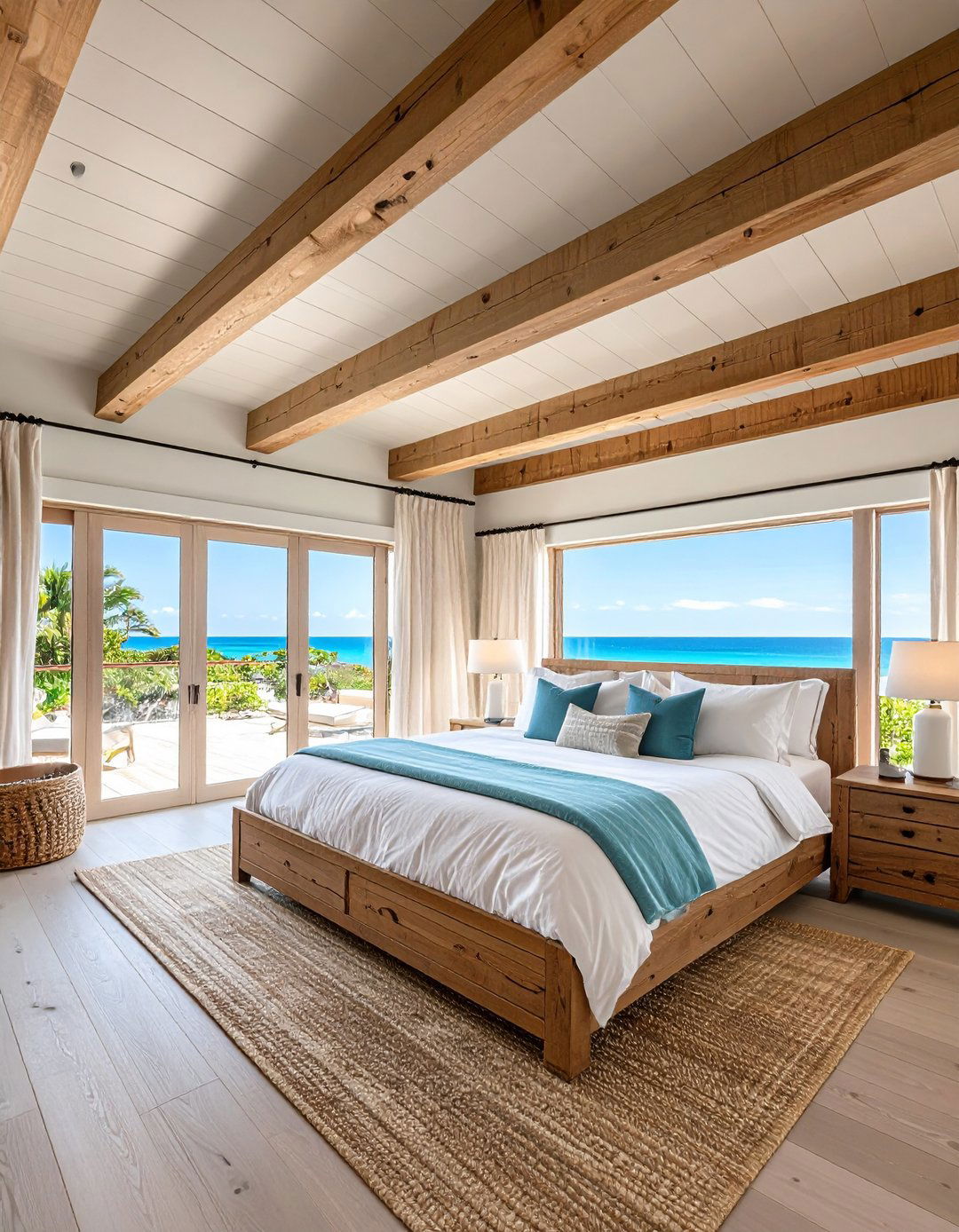 Coastal Bedroom Ceiling Treatments with Exposed Beams and Texture - 20 Coastal Bedroom Ideas