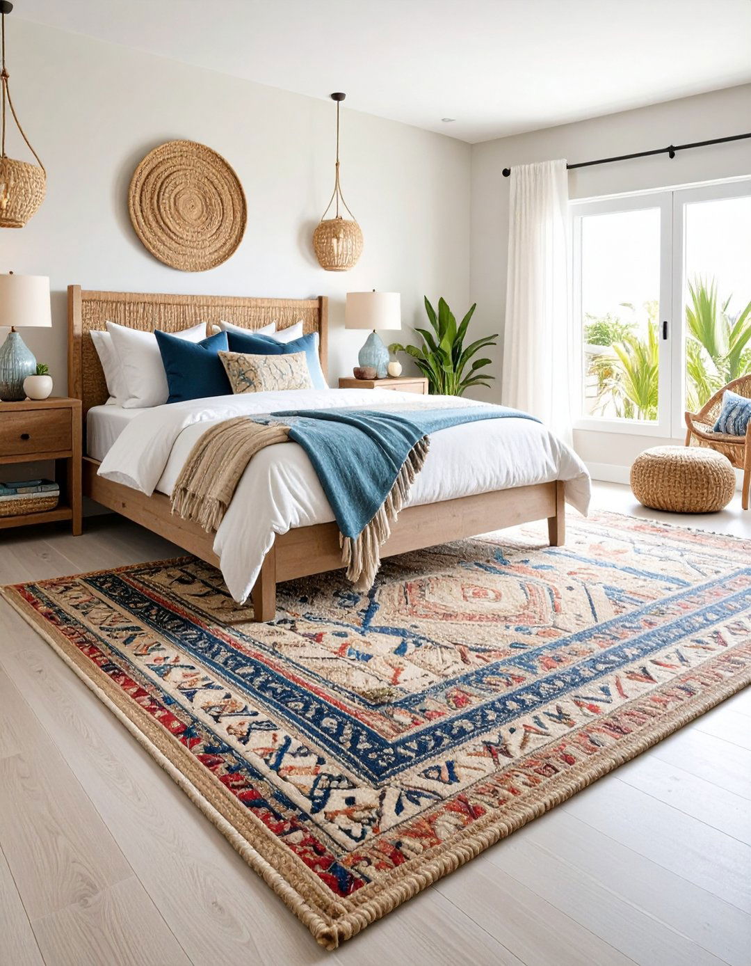 Coastal Bedroom Rugs with Natural Fiber Textures - 20 Coastal Bedroom Ideas