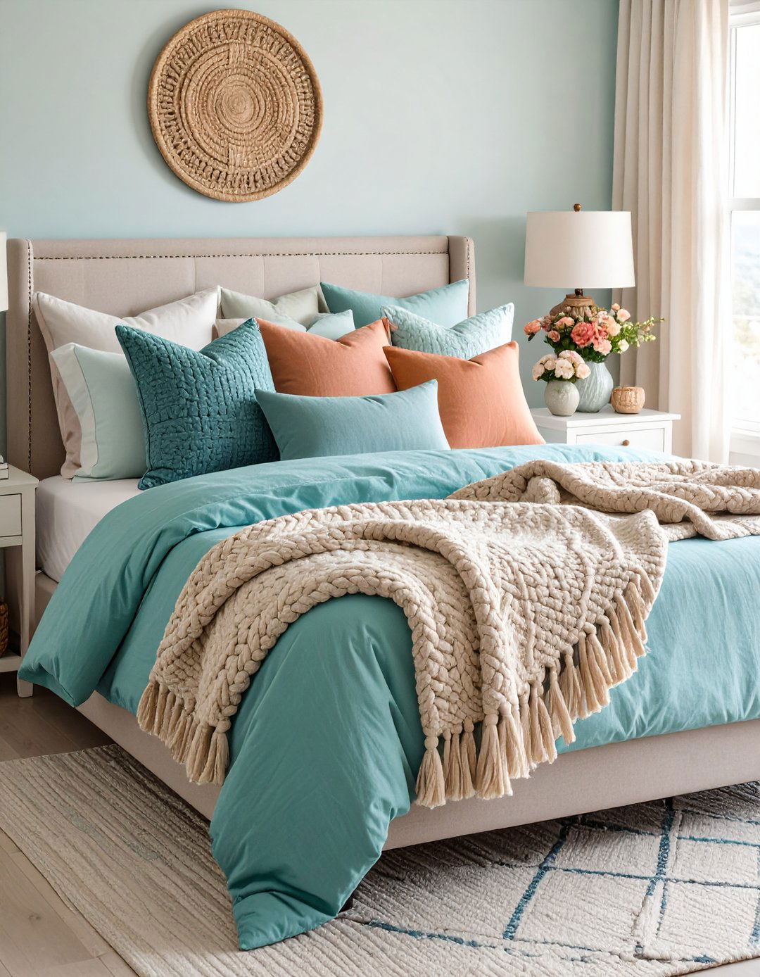 Coastal Bedroom Textiles with Layered Natural Textures - 20 Coastal Bedroom Ideas