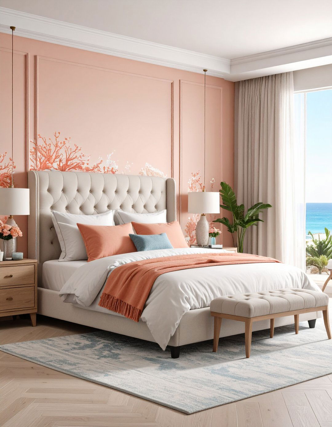 Coastal Bedroom Wallpaper with Beach Inspired Patterns - 20 Coastal Bedroom Ideas