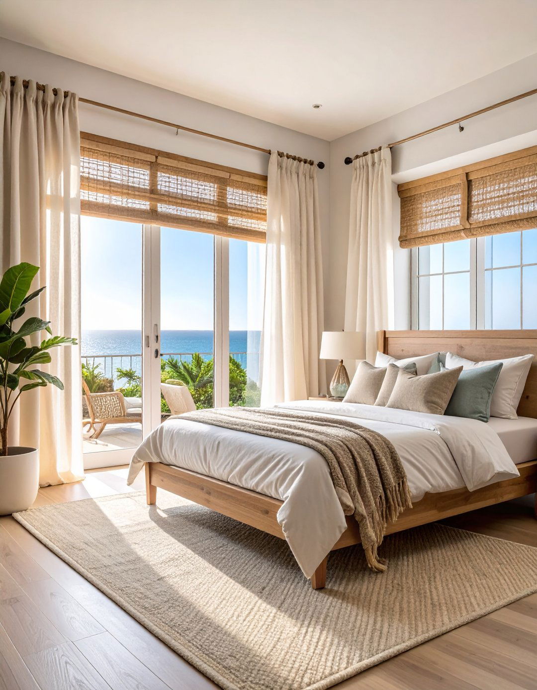Coastal Bedroom Window Treatments with Sheer Natural Materials - 20 Coastal Bedroom Ideas