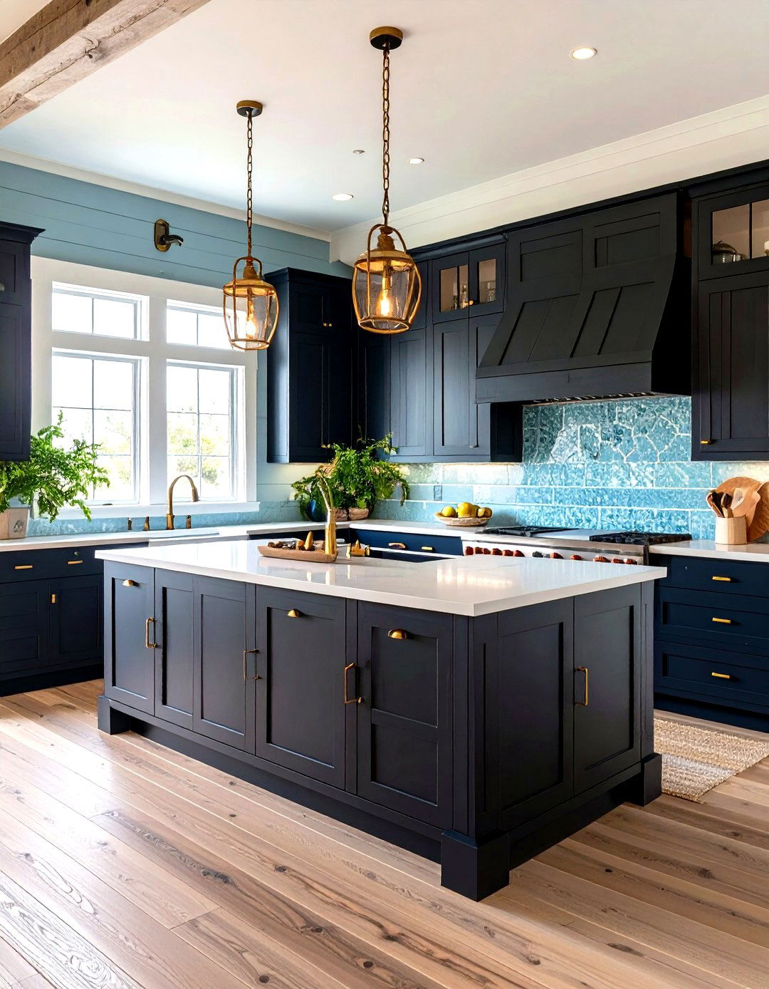 Coastal Black Cabinets with Natural Textures - 20 kitchens with beautiful black cabinets