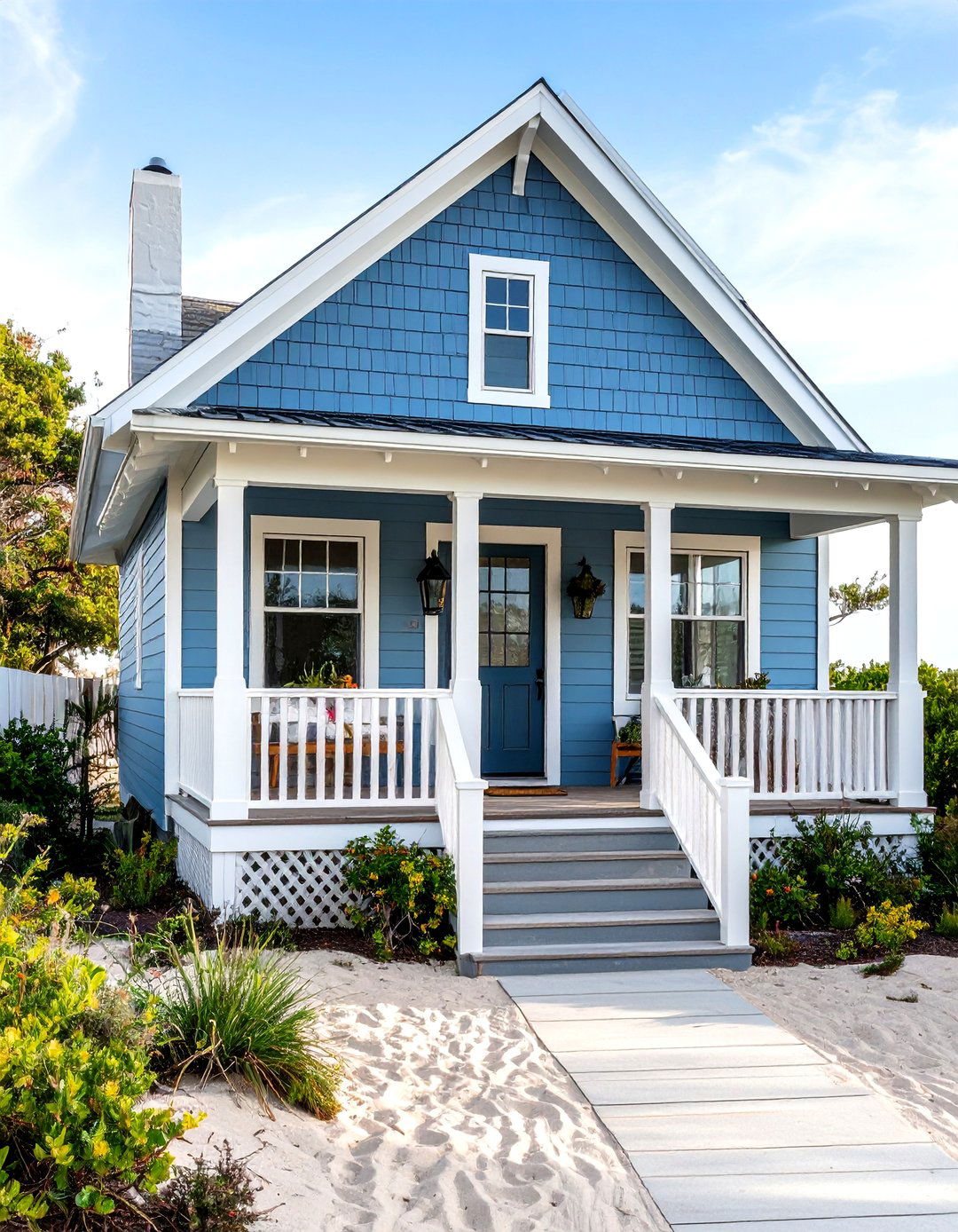 Coastal Blue Exterior House Paint with Languid Blue - 20 blue exterior house paint ideas