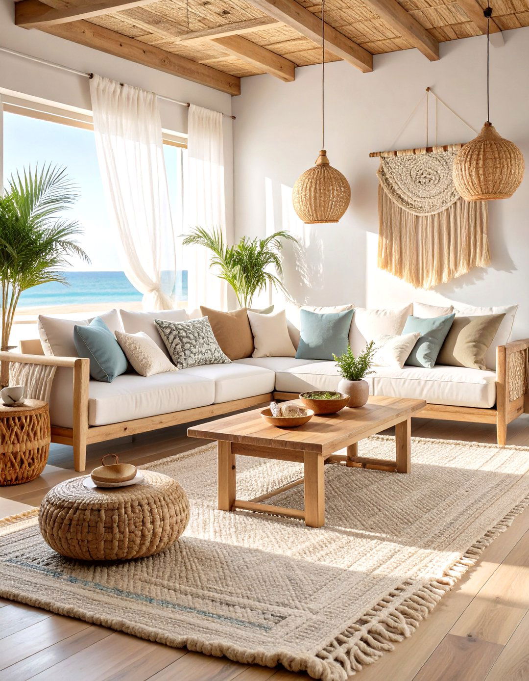 Coastal Bohemian White Couch Sanctuary - 20 White Couch Living Room Ideas