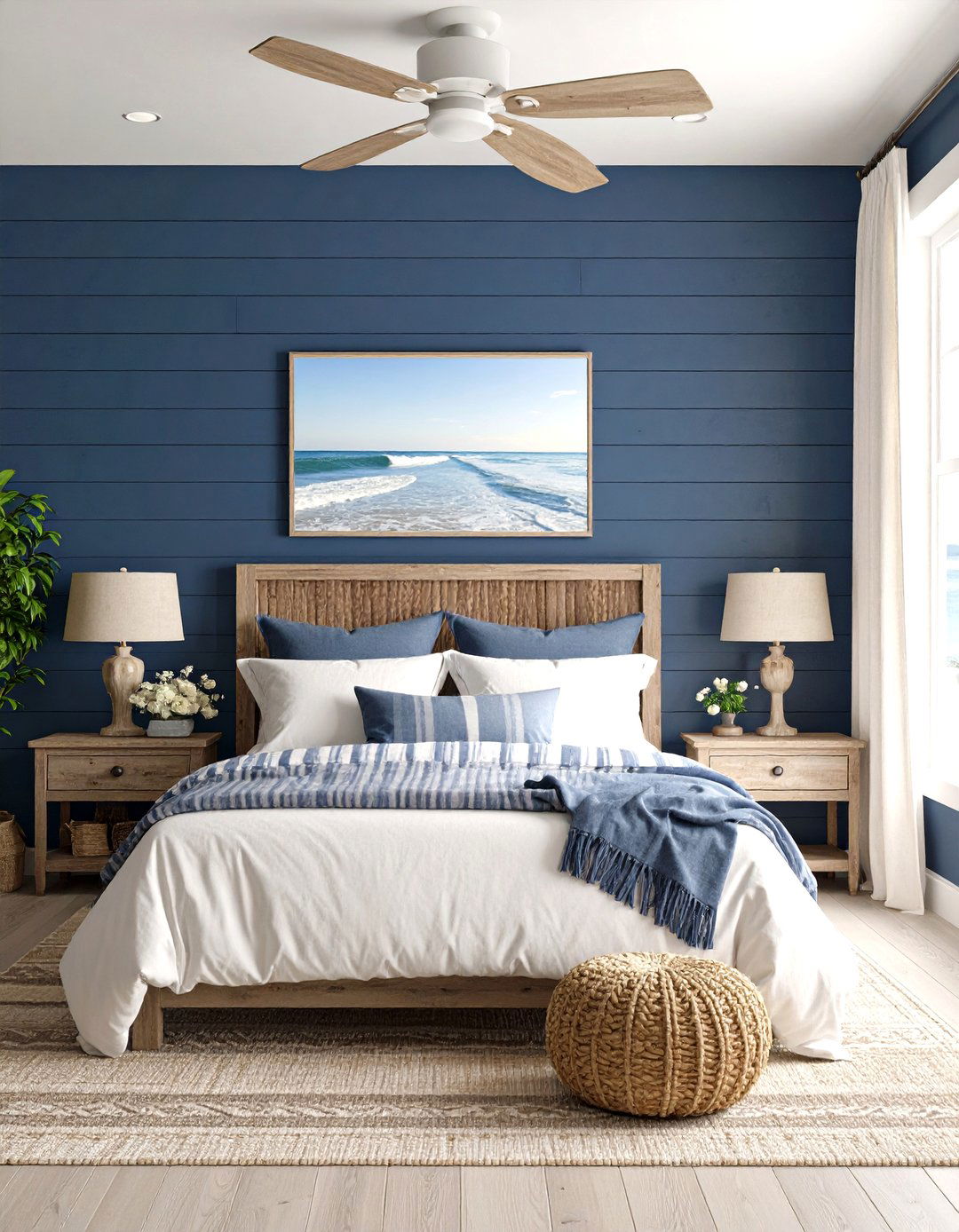 Coastal Calm Dark Blue Bedroom Retreat - 20 Dark Blue Bedroom Ideas