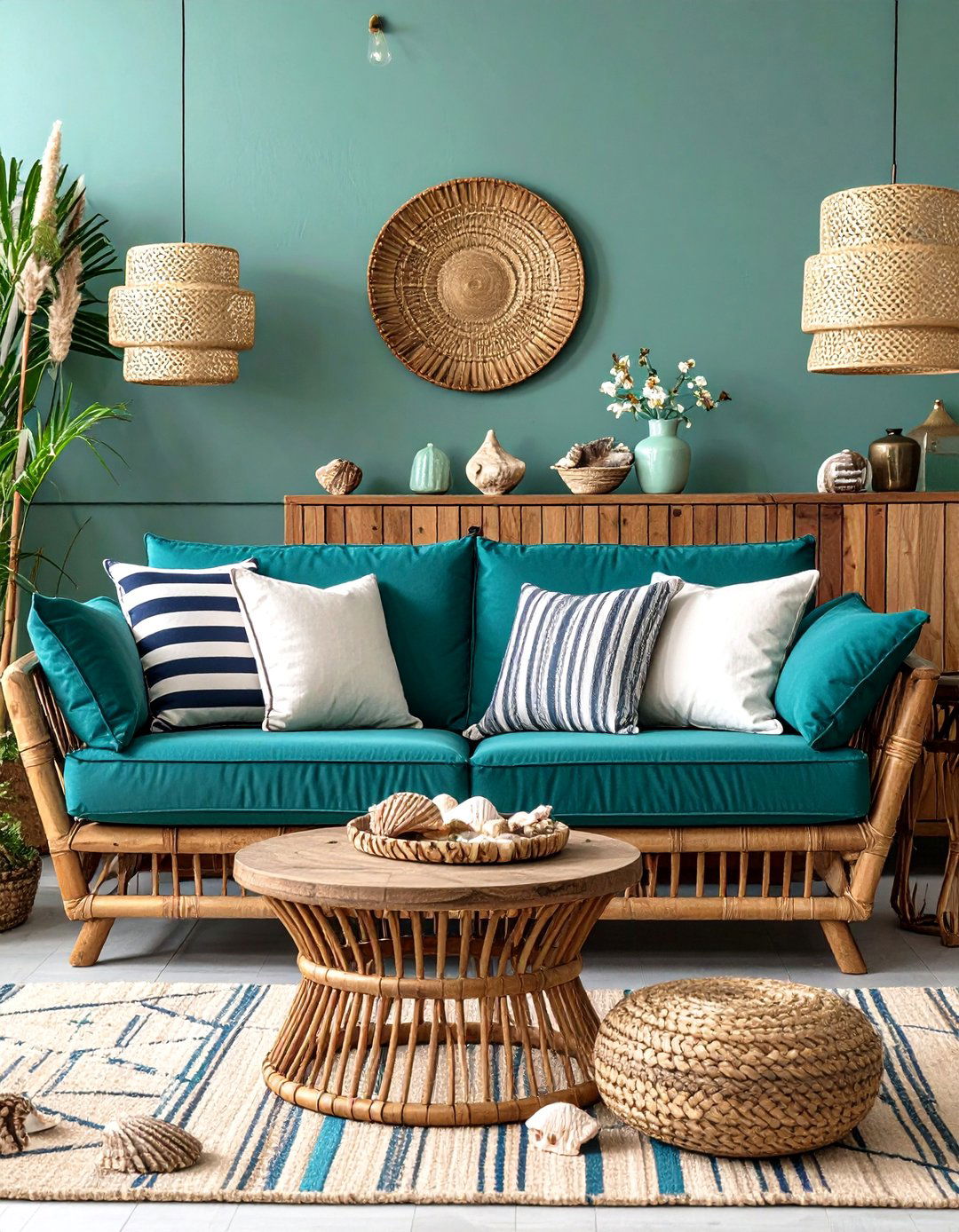 Coastal Chic with Nautical Accents - 20 Teal Couch Living Room Ideas