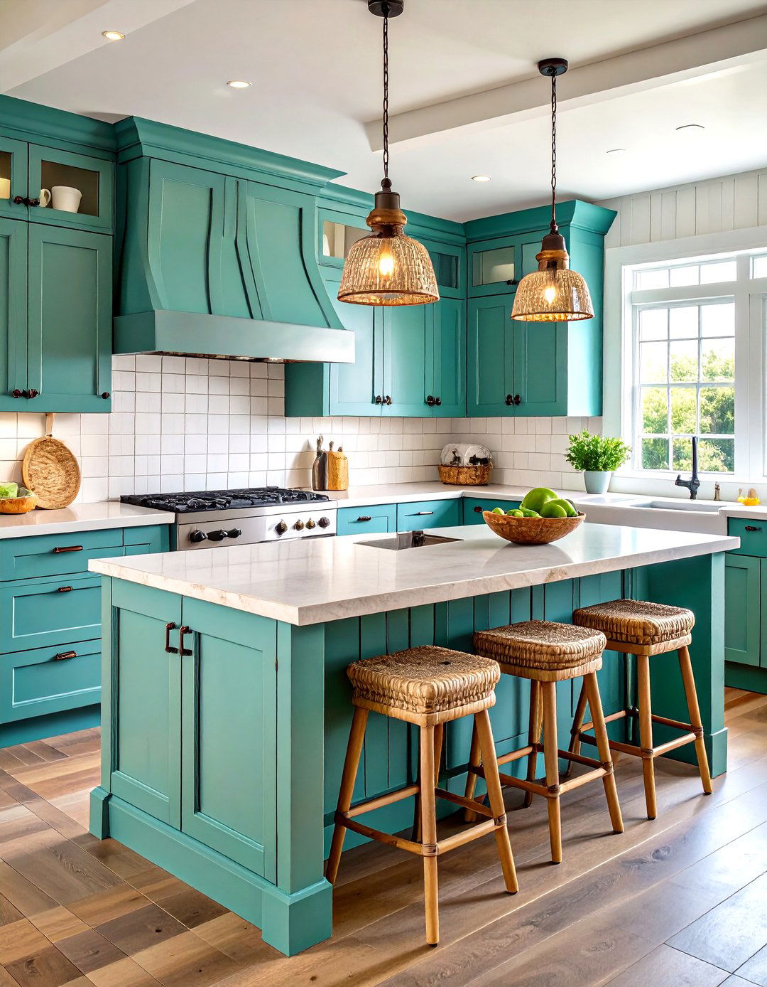 Coastal Cottage Kitchen with Butcher Block Countertops - 20 Kitchens With Butcher Block Countertops