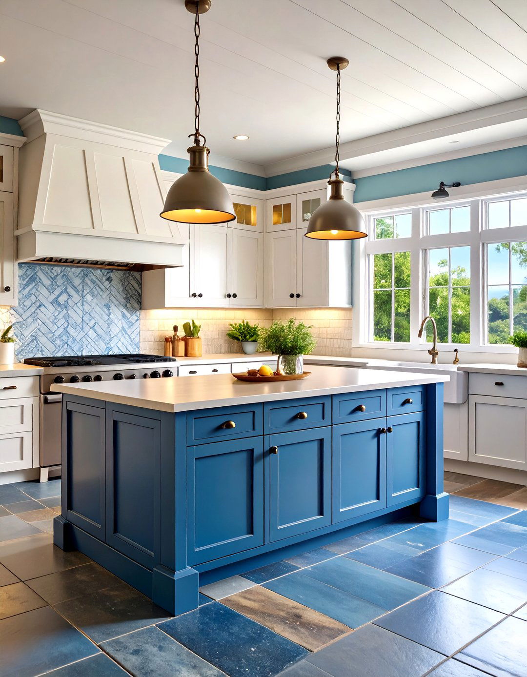 Coastal Cottage Kitchen with Slate Floors - 20 Kitchens With Slate Floors