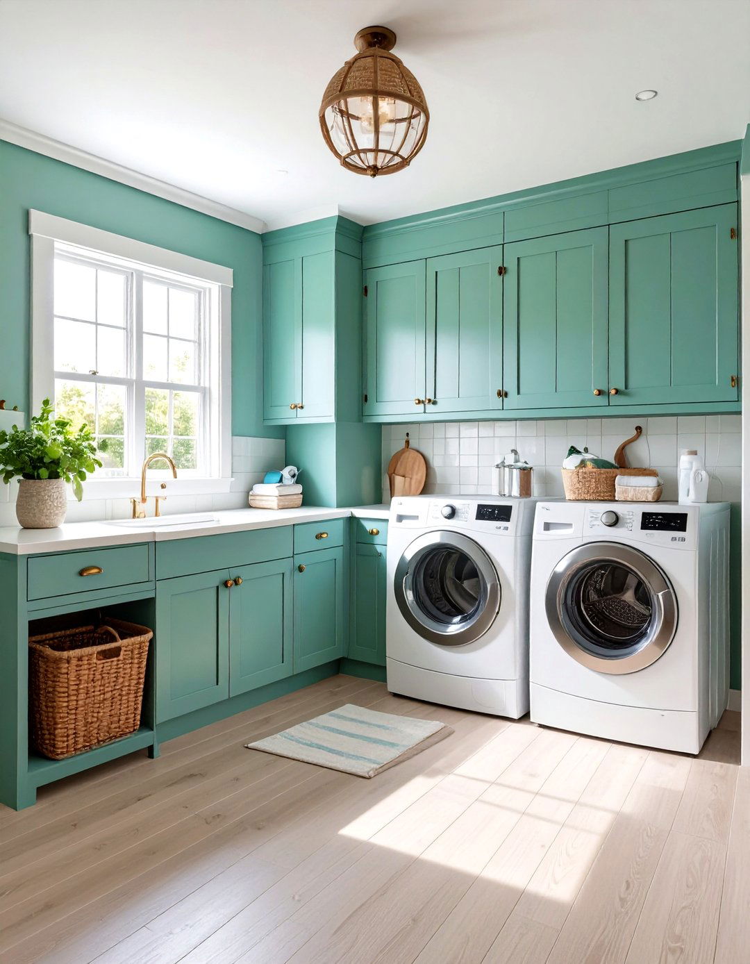 Coastal Cottage Laundry Room Cabinet Themes - 20 Laundry Room Cabinet Ideas