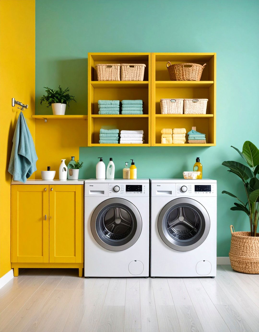 Coastal Cottage Laundry Room Shelving with Beach Inspired Elements - 20 Laundry Room Shelving Ideas