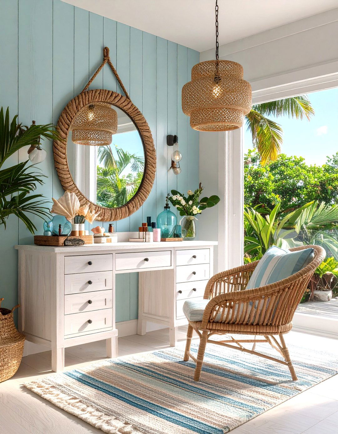 Coastal Cottage Makeup Room with Weathered Charm - 20 Makeup Room Ideas