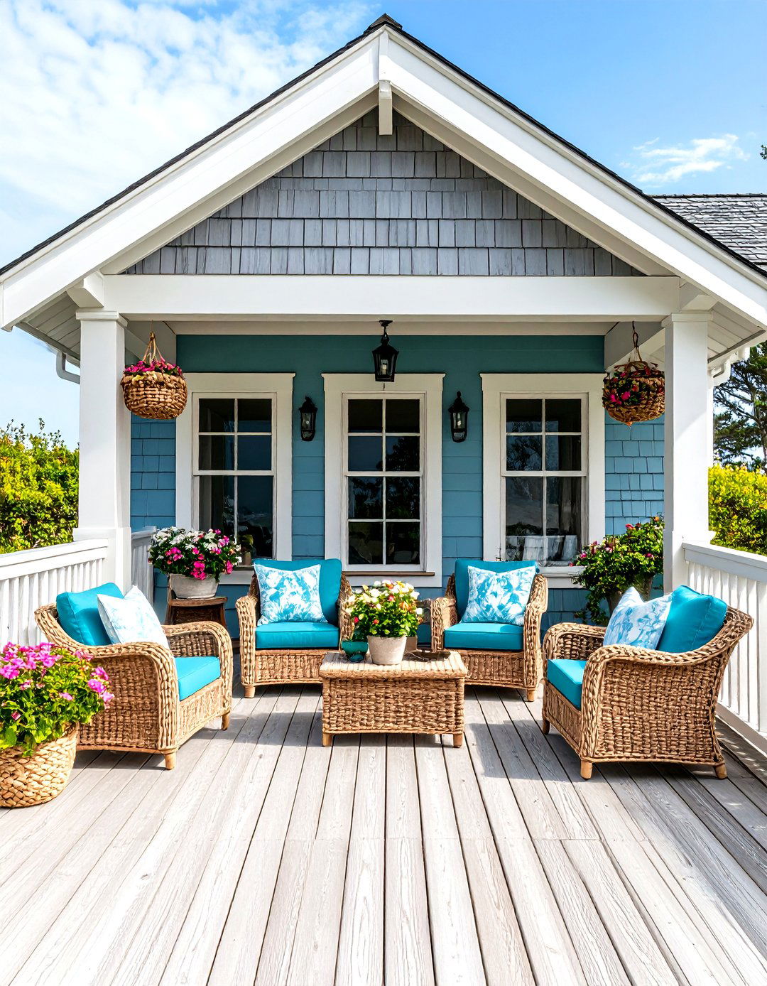 Coastal Cottage Open Gable Porch with Nautical Elements - 20 Open Gable Porch Ideas