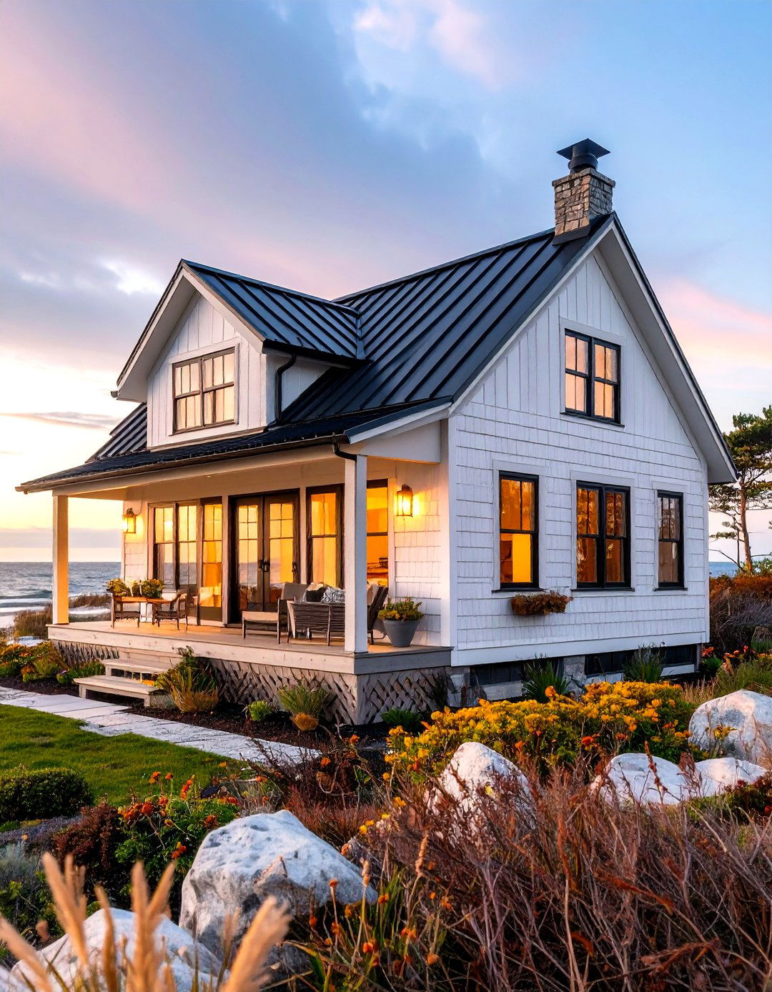 Coastal Cottage with Black Metal Roof - 20 houses with black roofs
