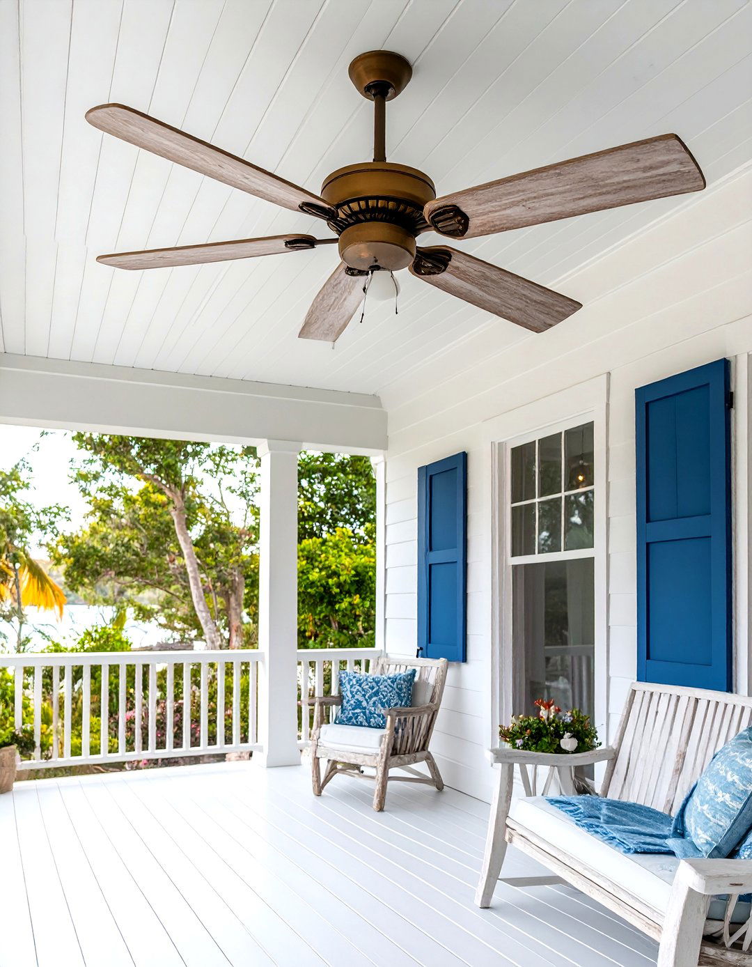 Coastal Driftwood Patio Fan with Weathered Finish - 20 Patio Fan Ideas