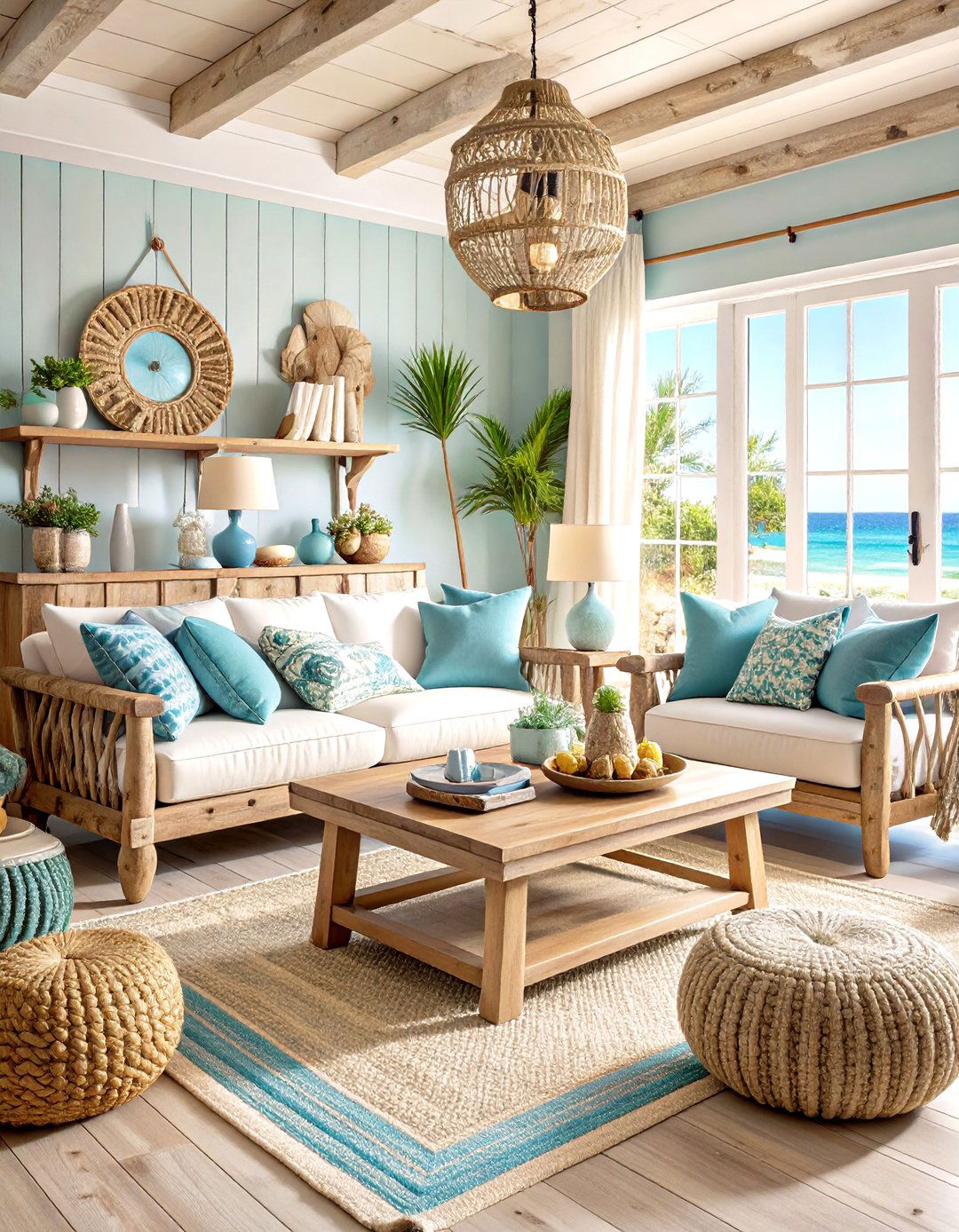 Coastal Driftwood Tropical Living Room - 20 Tropical Living Room Ideas