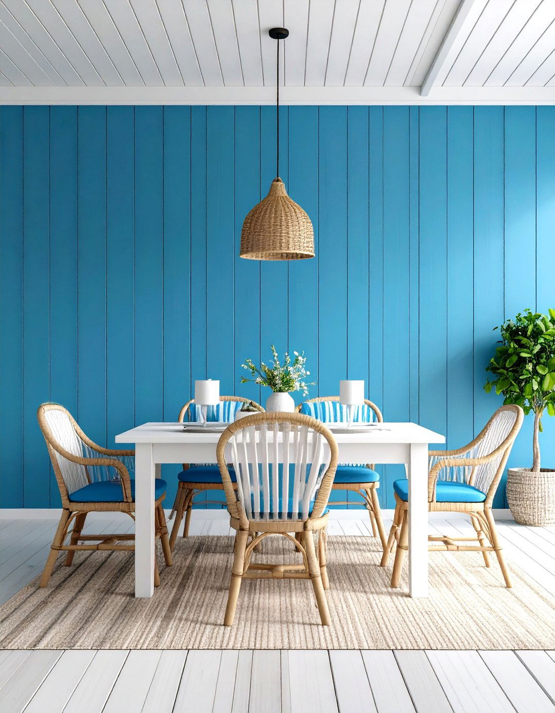 Coastal Inspired Blue Turquoise Shiplap - 20 Shiplap Dining Room Wall Ideas