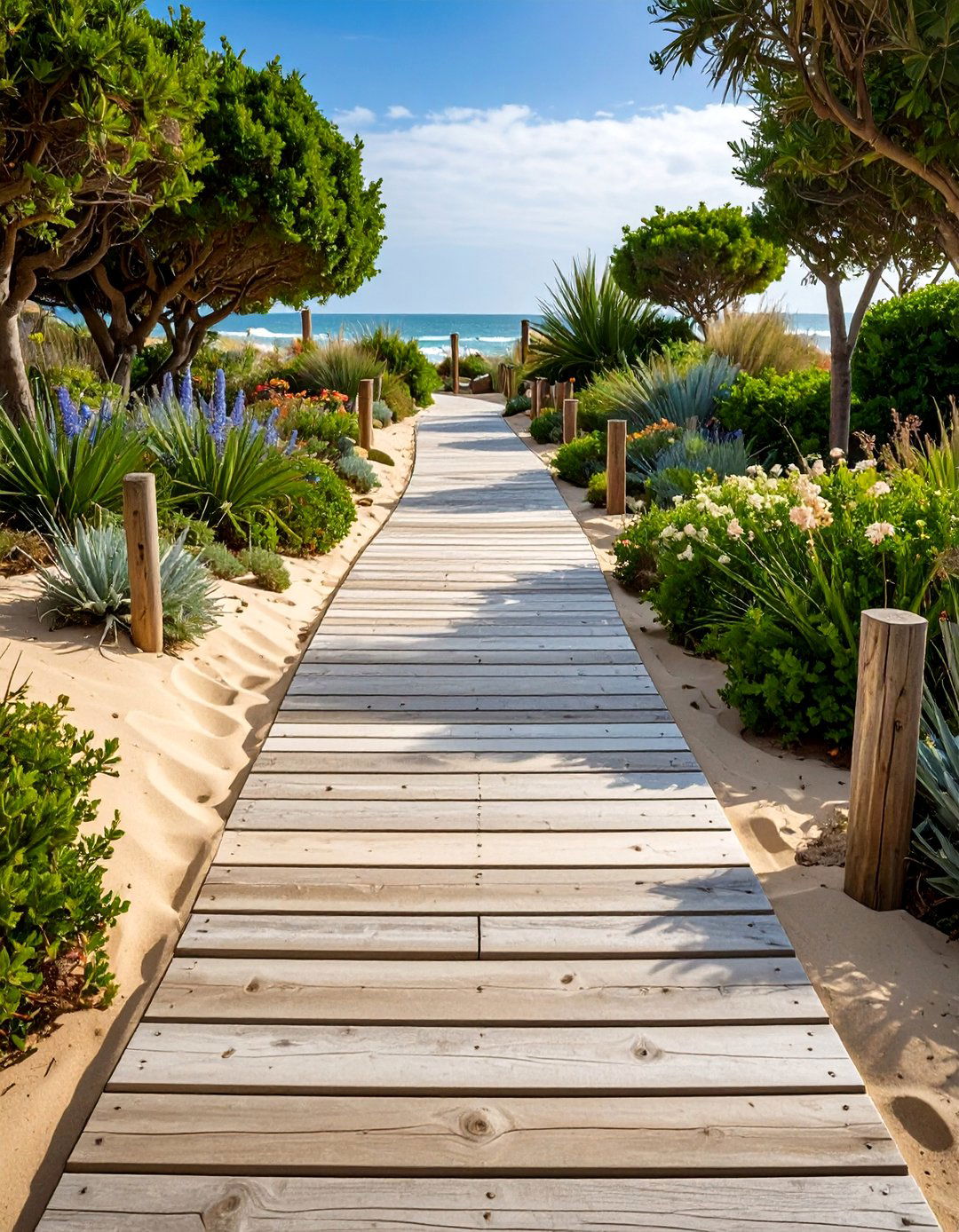 Coastal Inspired Composite Walkway with Maritime Colors - 20 Composite Walkway Ideas