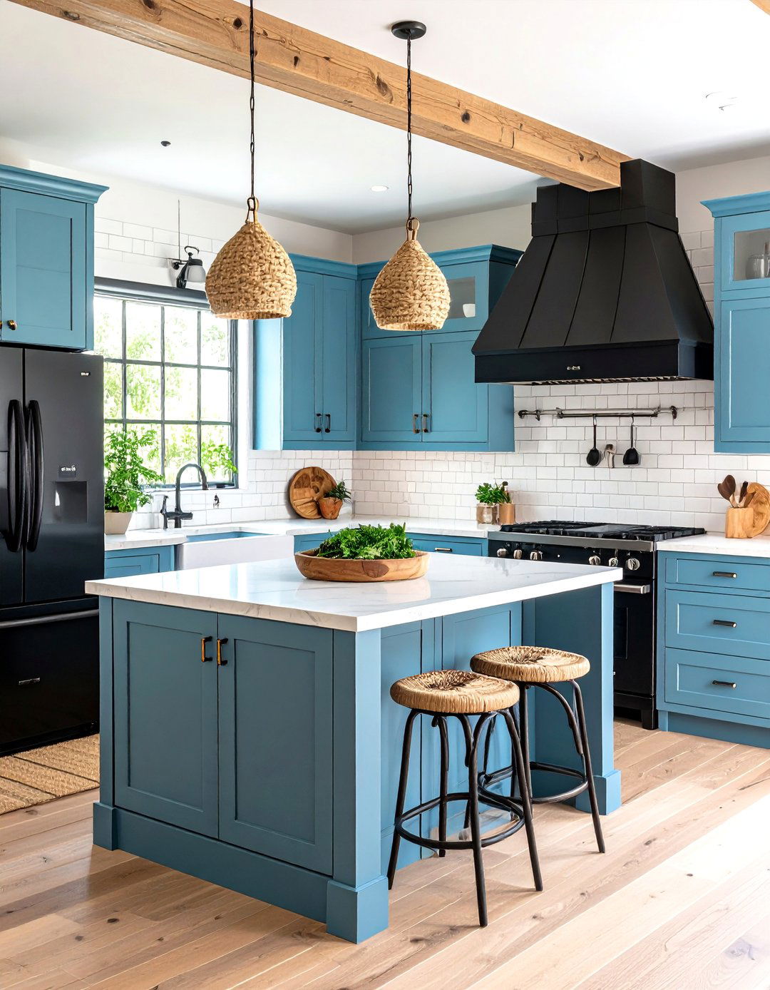 Coastal Inspired Kitchen With Black Appliances - 20 Kitchen With Black Appliances