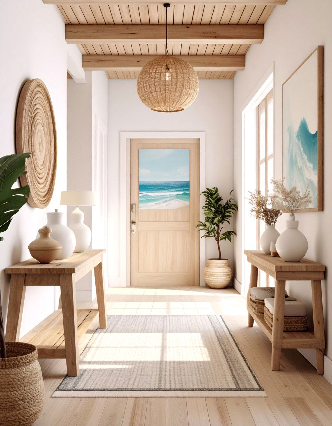 Coastal Inspired Natural Layers - 20 Hallway Decor Ideas