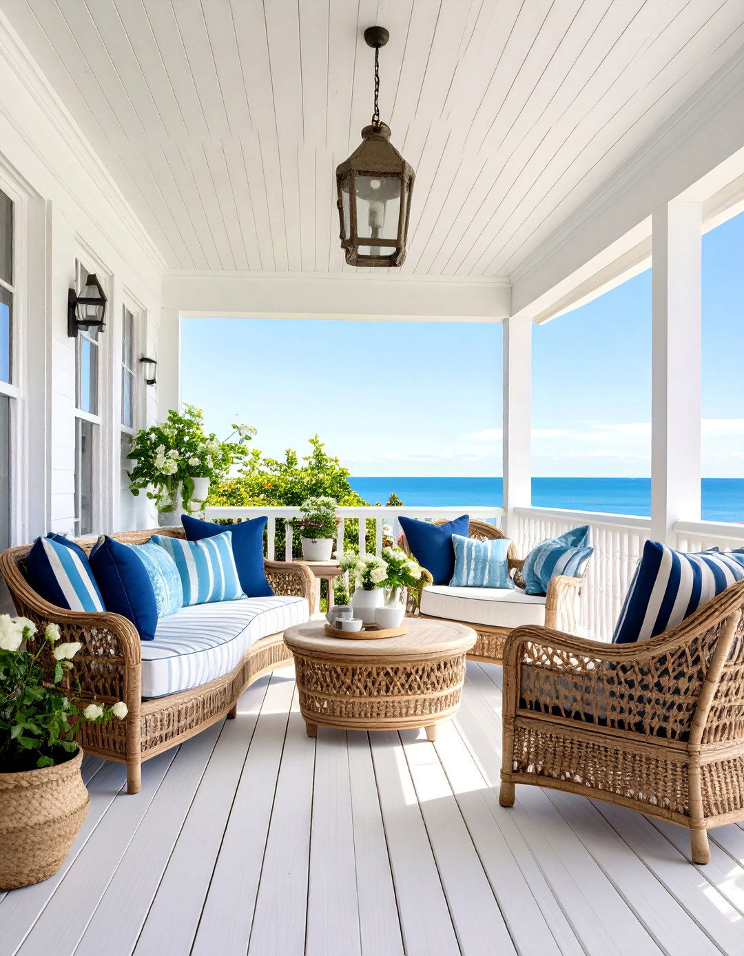 Coastal Inspired Sunroom Linking to Ocean Facing Deck - 20 Sunroom and Deck Combo Ideas