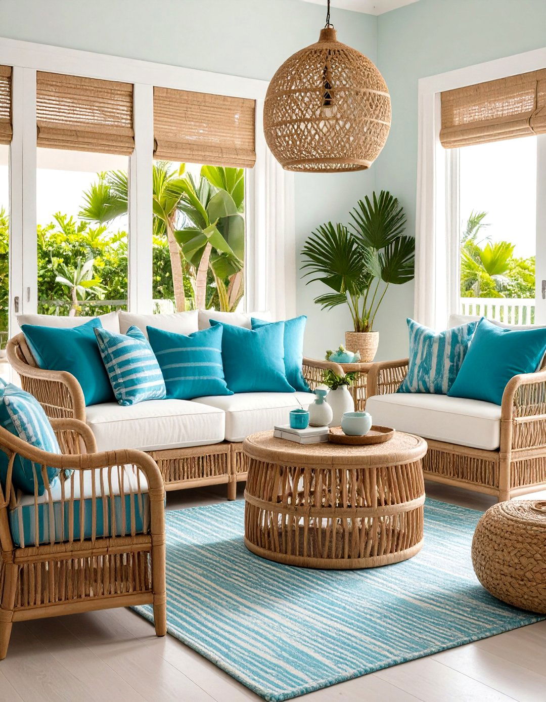 Coastal Inspired Turquoise Decor - 20 Turquoise Living Room Ideas