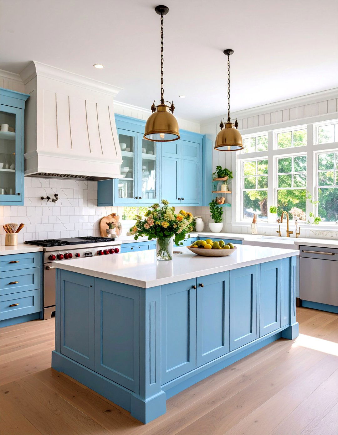 Coastal Kitchen with Beadboard Wainscoting Details - 20 coastal kitchen ideas