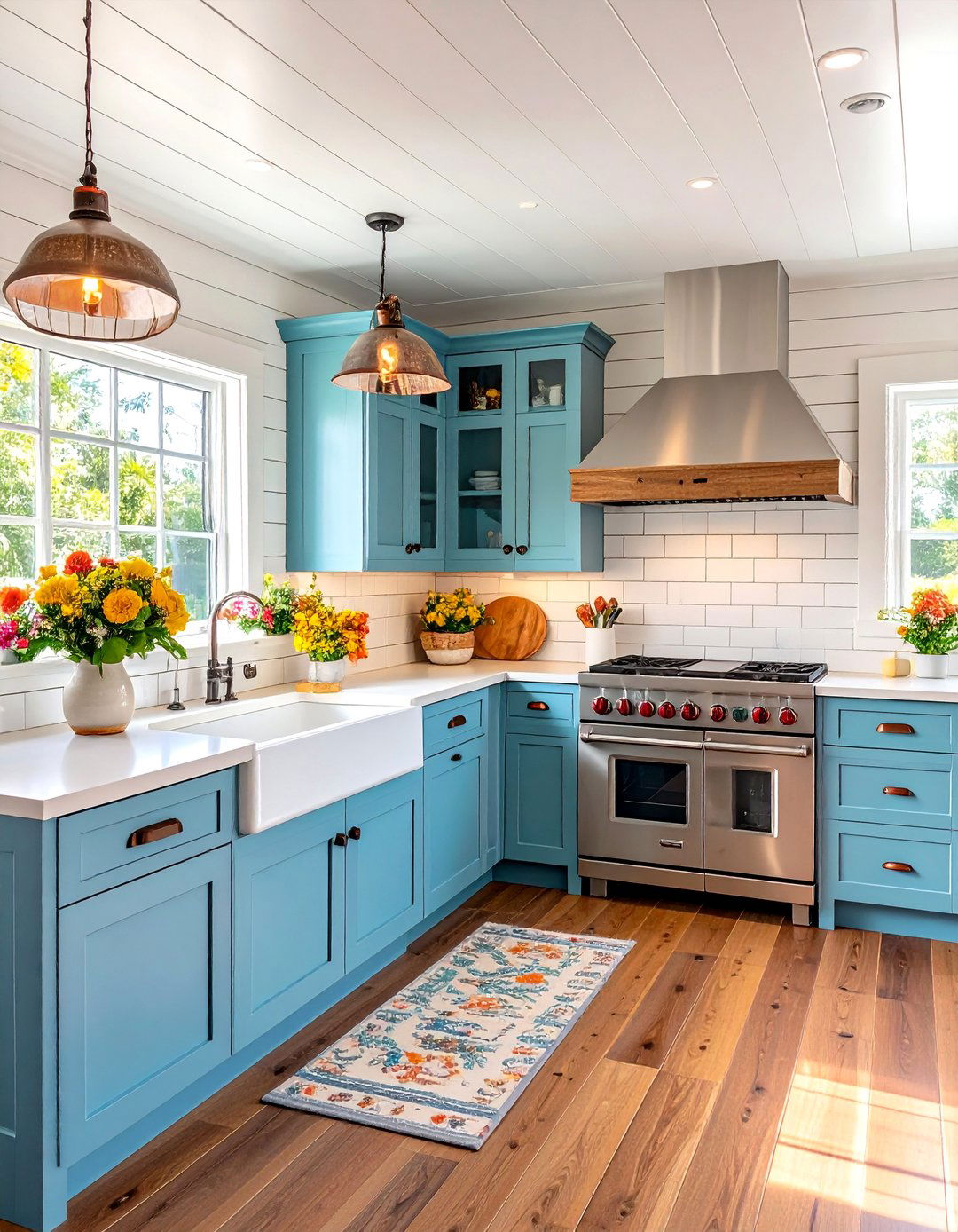 Coastal Kitchen with Subway Tile and Shiplap Walls - 20 coastal kitchen ideas