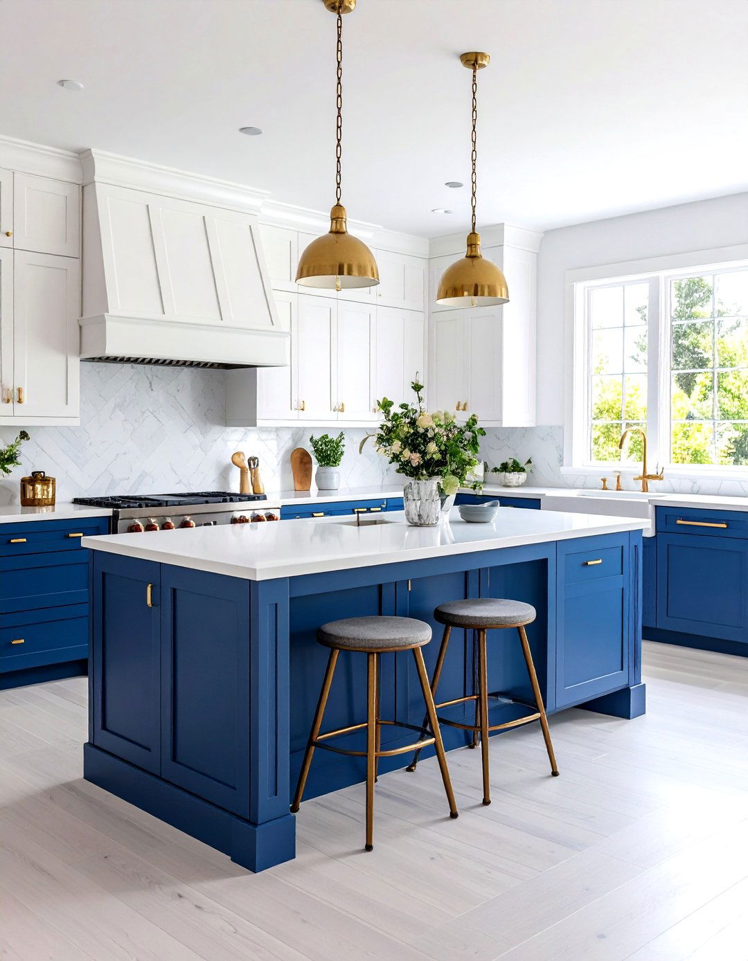 Coastal Kitchen with Two Tone Blue and White Cabinets - 20 coastal kitchen ideas