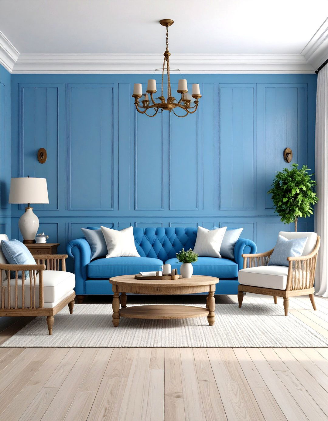 Coastal Living Room Wainscoting with Nautical Elements - 20 Living Room Wainscoting Ideas
