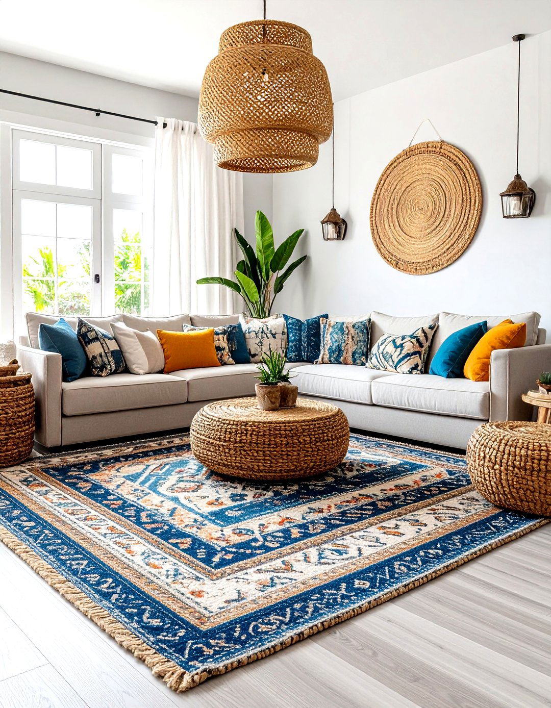Coastal Living Room with Natural Fiber Area Rugs and Textures - 20 Coastal Living Room Ideas