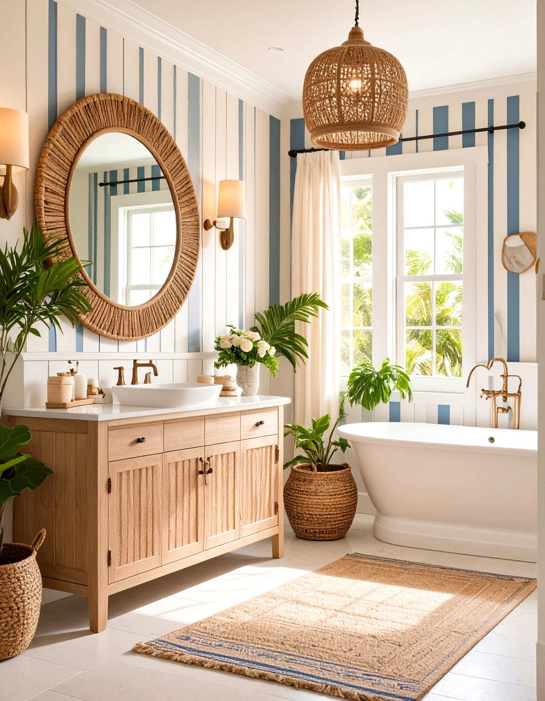 Coastal Maximalist Powder Room - 20 Eclectic Powder Room Ideas
