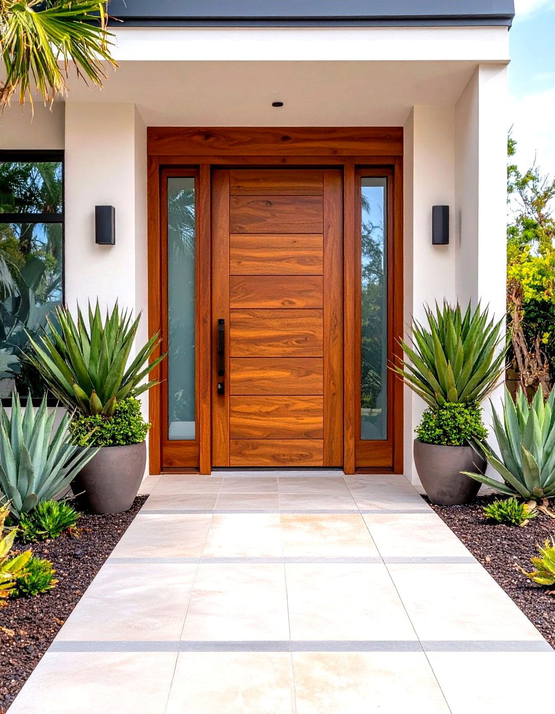 Coastal Modern Mediterranean Front Door with Metal Accents - 20 Mediterranean Front Door Ideas