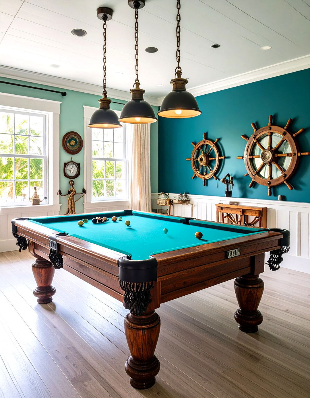 Coastal Nautical Pool Table Room - 20 Pool Table Room Ideas