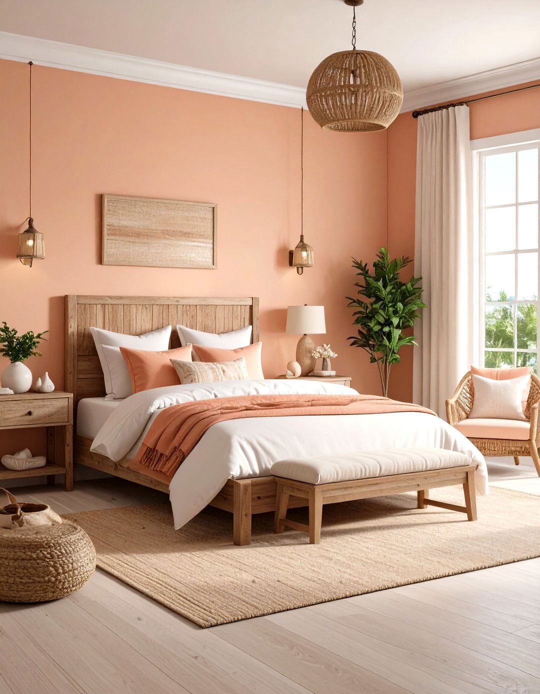 Coastal Peach Bedroom Retreat - 20 Peach Bedroom Ideas