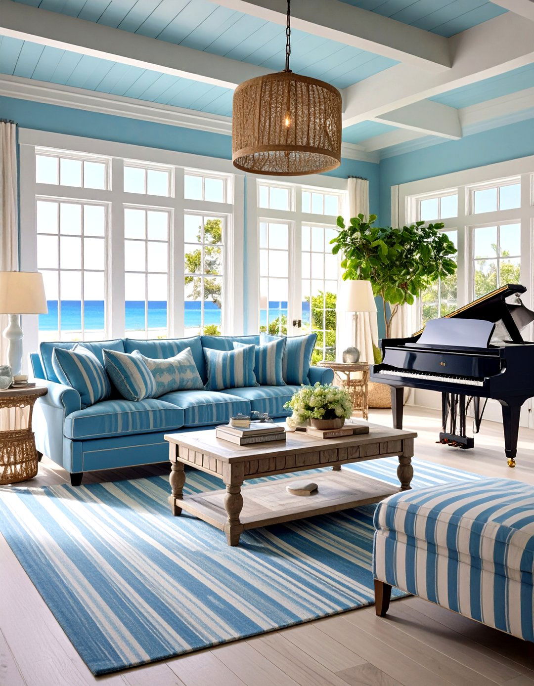 Coastal Piano Room - 20 Piano Room Ideas
