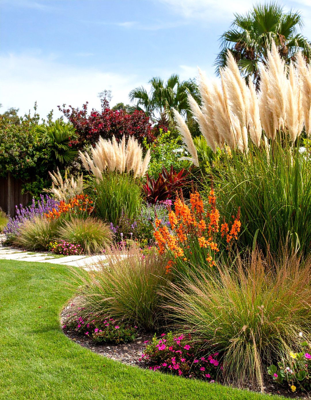 Coastal Prairie Inspired Flower Bed with Native Grasses - 20 Front Yard Texas Flower Bed Ideas