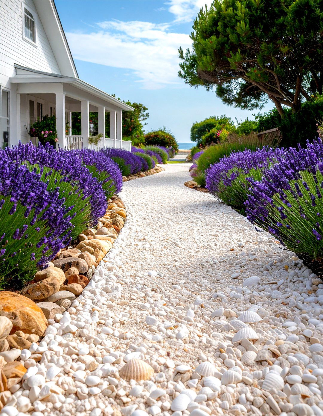 Coastal Shell Gravel Driveway Ambience - 20 Gravel Driveway Ideas