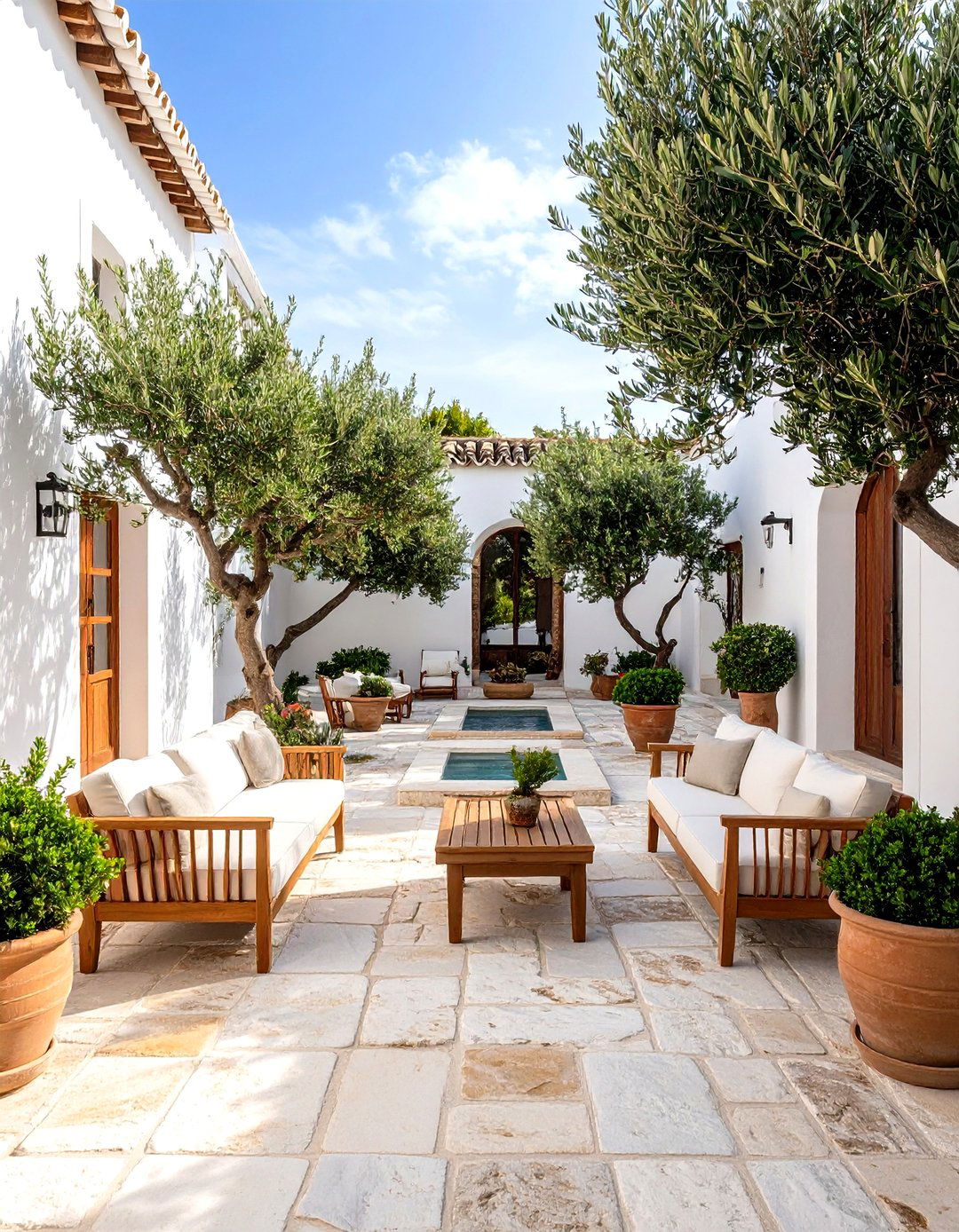 Coastal Spanish Courtyard with Mediterranean Influences - 20 Spanish Courtyard Ideas