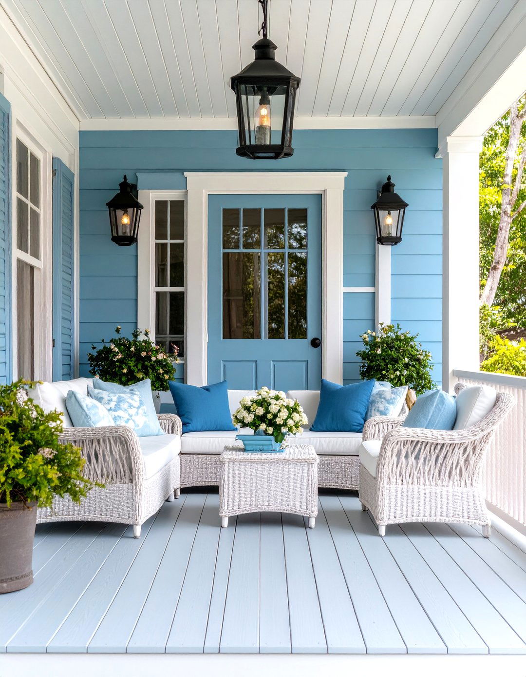 Coastal Style Covered Porch Design - 20 Covered Porch Ideas