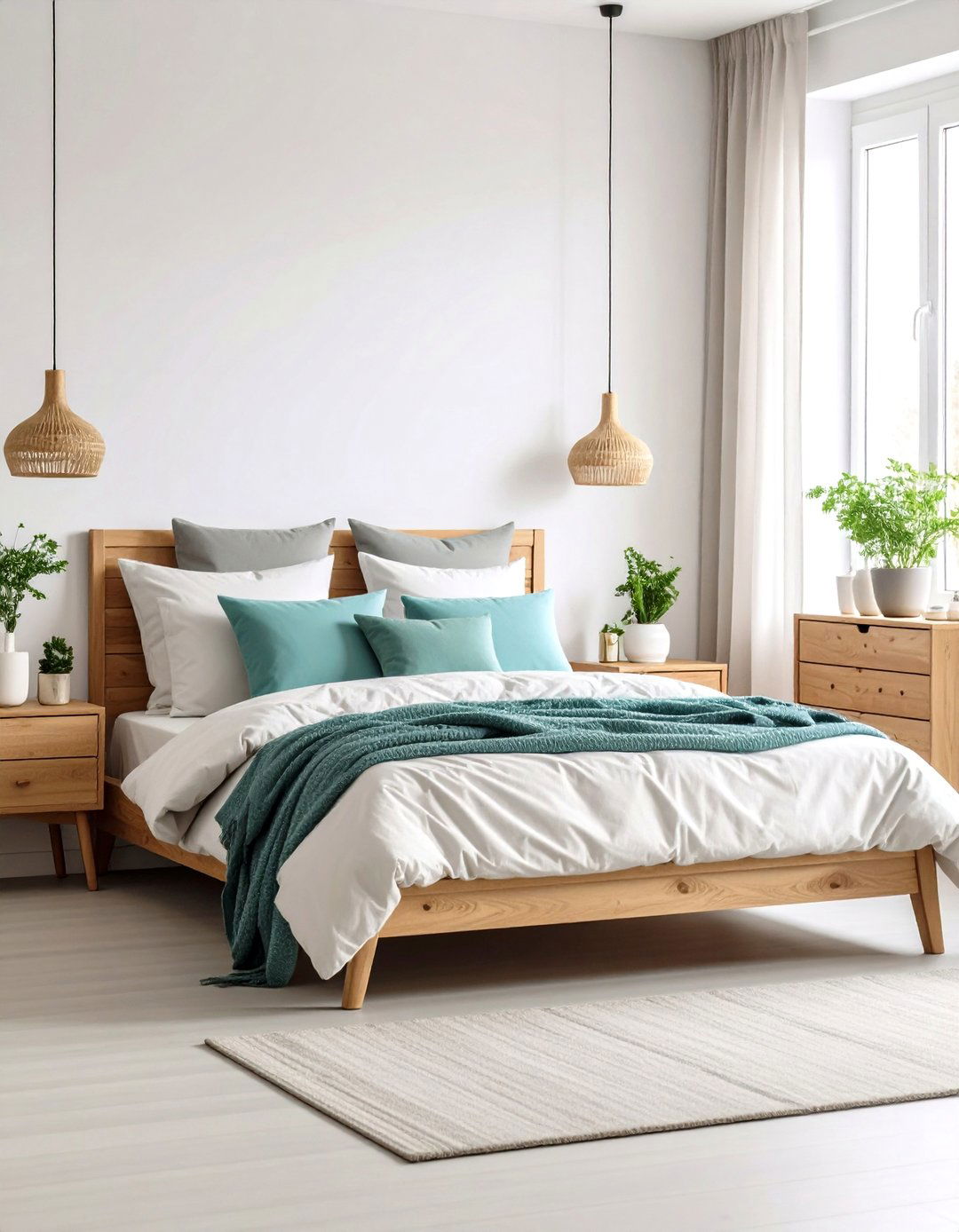 Coastal Teal and Grey with Natural Wood Accents - 20 Teal and Grey Bedroom Ideas