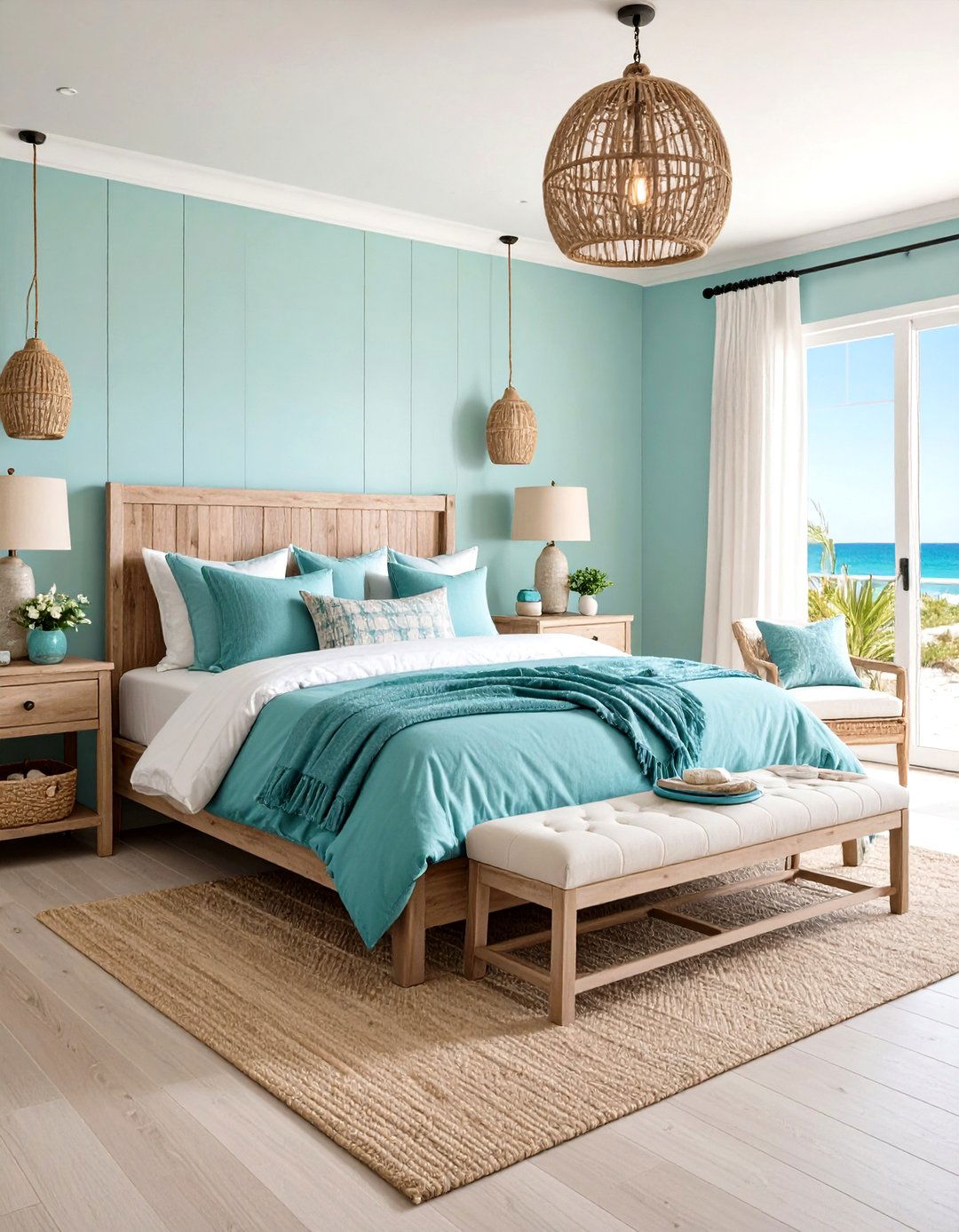 Coastal Theme - 20 Turquoise Bedroom Ideas