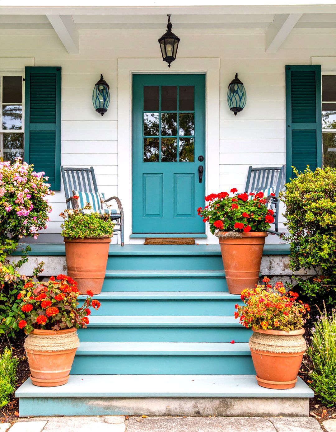 Coastal Turquoise Spanish Style Front Porch - 20 spanish style front porch ideas